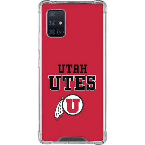 Utah Utes Text on Red Galaxy A71 5G Clear Case