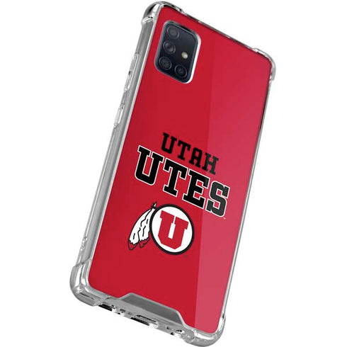 Utah Utes Text on Red Galaxy A71 5G Clear Case