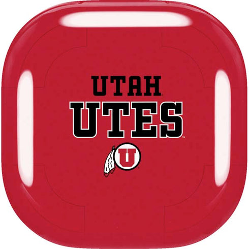 University of Utah Utes Text on Red Galaxy Buds Live Skin