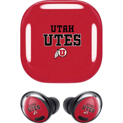 University of Utah Utes Text on Red Galaxy Buds Pro Skin