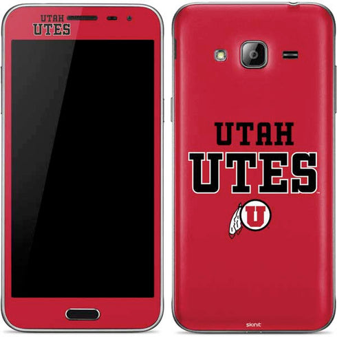 Utah Utes Text on Red Galaxy J3 Skin