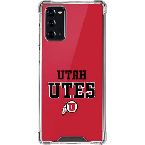 Utah Utes Text on Red Galaxy Note20 5G Clear Case