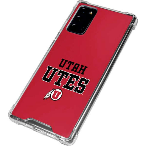 Utah Utes Text on Red Galaxy Note20 5G Clear Case