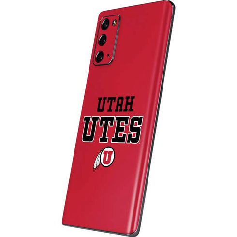 Utah Utes Text on Red Galaxy Note20 5G Skin