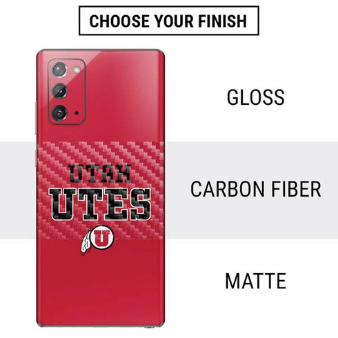 Utah Utes Text on Red Galaxy Note20 5G Skin
