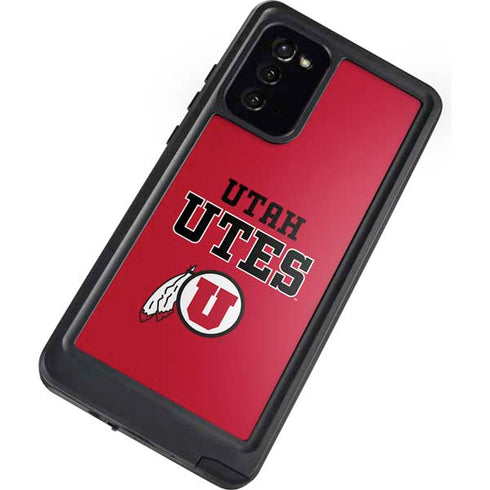 Utah Utes Text on Red Galaxy Note20 5G Waterproof Case