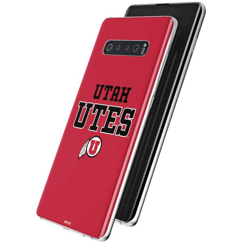 Utah Utes Text on Red Galaxy S10 Plus Skin