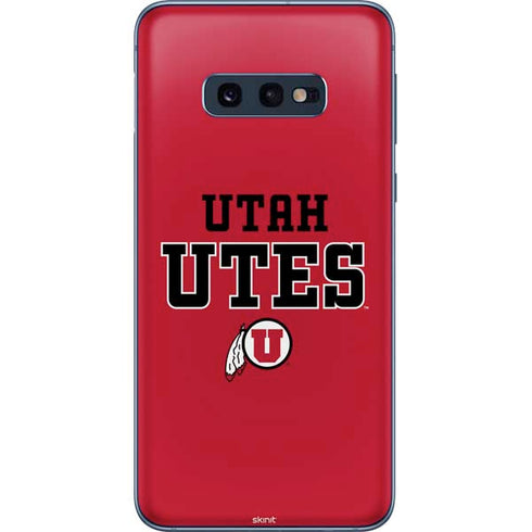 Utah Utes Text on Red Galaxy S10e Skin