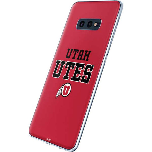 Utah Utes Text on Red Galaxy S10e Skin