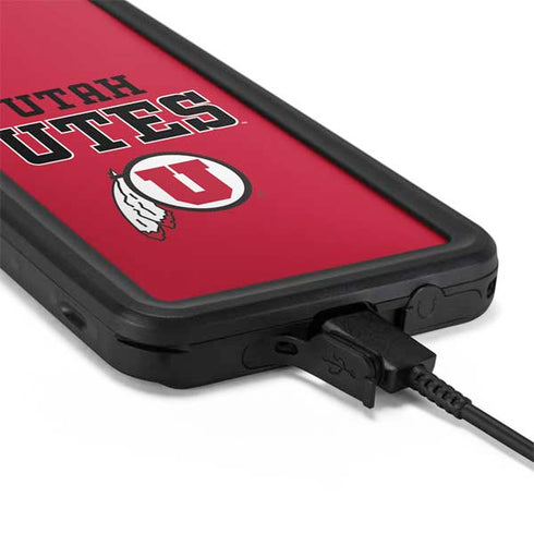 Utah Utes Text on Red Galaxy S20 Plus Waterproof Case
