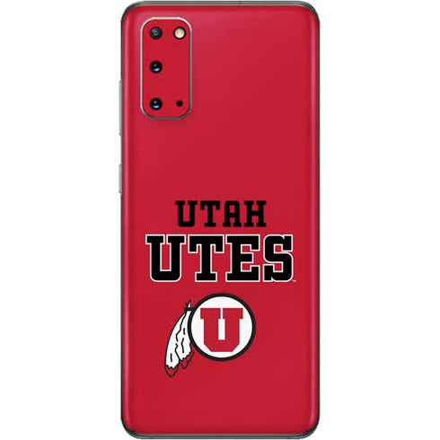 Utah Utes Text on Red Galaxy S20 Skin
