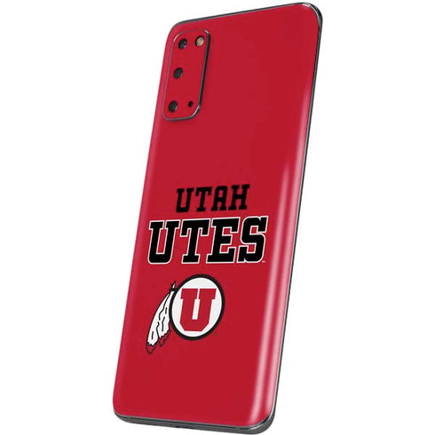 Utah Utes Text on Red Galaxy S20 Skin