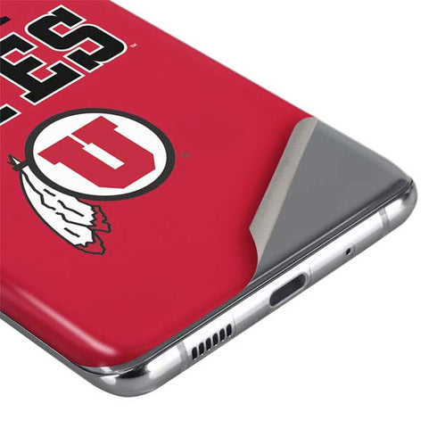 Utah Utes Text on Red Galaxy S20 Skin