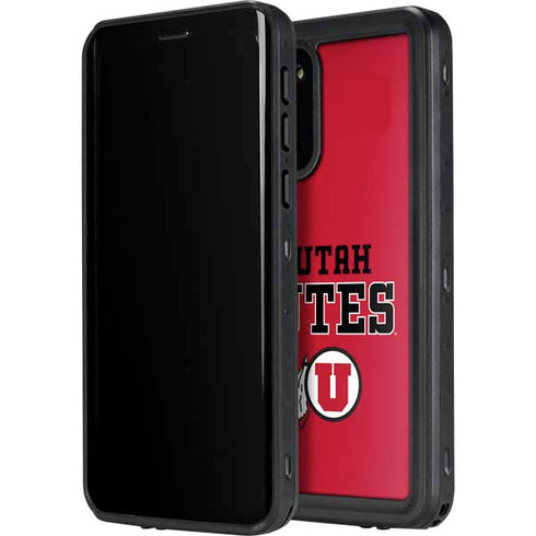 Utah Utes Text on Red Galaxy S20 Waterproof Case