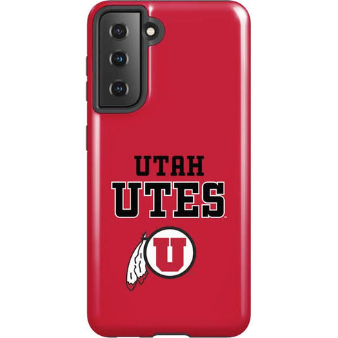 Utah Utes Text on Red Galaxy S21 5G Pro Case
