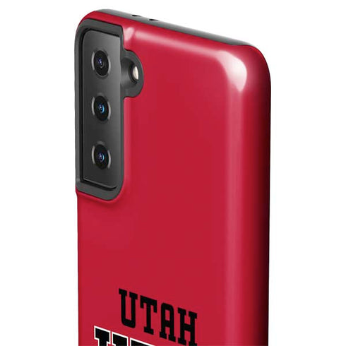 Utah Utes Text on Red Galaxy S21 FE Pro Case