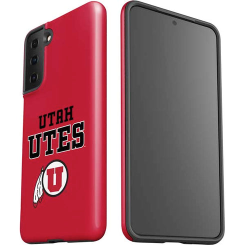 Utah Utes Text on Red Galaxy S21 FE Pro Case