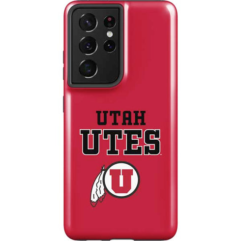 Utah Utes Text on Red Galaxy S21 Ultra 5G Pro Case