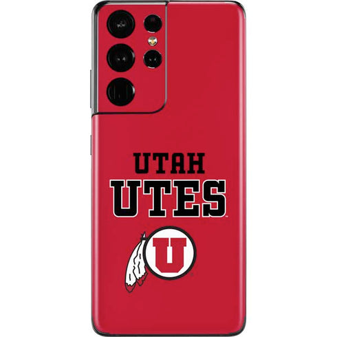 Utah Utes Text on Red Galaxy S21 Ultra 5G Skin