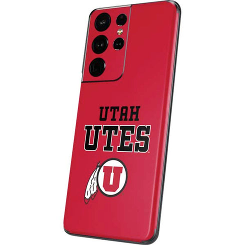 Utah Utes Text on Red Galaxy S21 Ultra 5G Skin