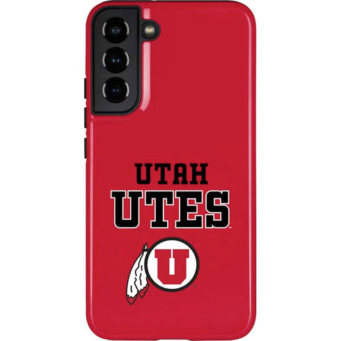 Utah Utes Text on Red Galaxy S22 Plus Pro Case
