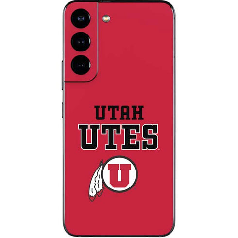 Utah Utes Text on Red Galaxy S22 Skin