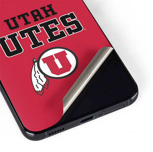 Utah Utes Text on Red Galaxy S22 Skin