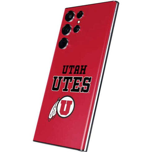 Utah Utes Text on Red Galaxy S22 Ultra Skin