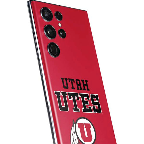 Utah Utes Text on Red Galaxy S22 Ultra Skin