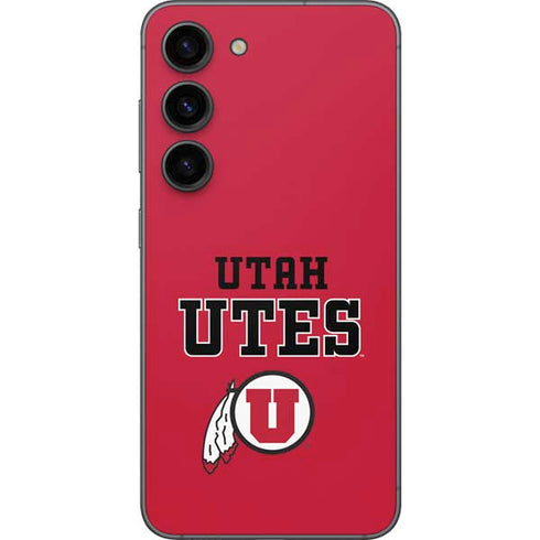 Utah Utes Text on Red Galaxy S23 Skin