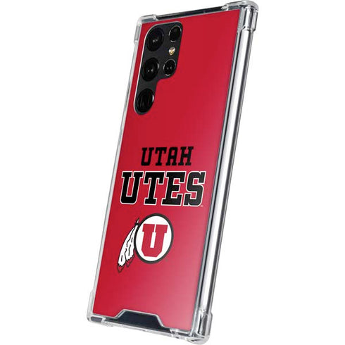 University of Utah Utes Text on Red Galaxy S23 Ultra Clear Case