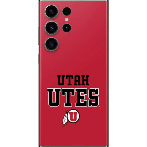 University of Utah Utes Text on Red Galaxy Skins
