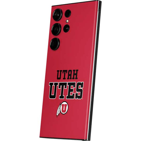 University of Utah Utes Text on Red Galaxy Skins