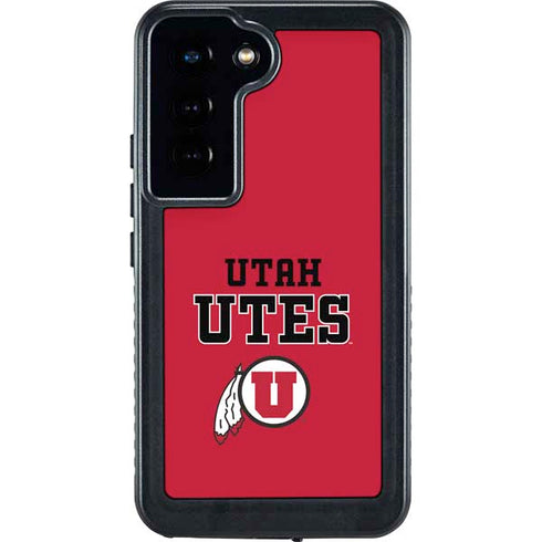 Utah Utes Text on Red Galaxy S23 Waterproof Case