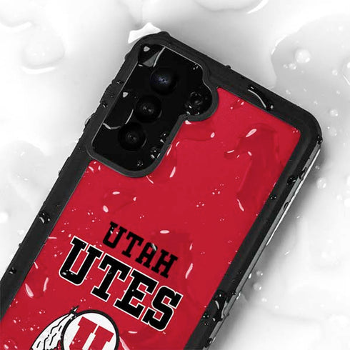 Utah Utes Text on Red Galaxy S23 Waterproof Case