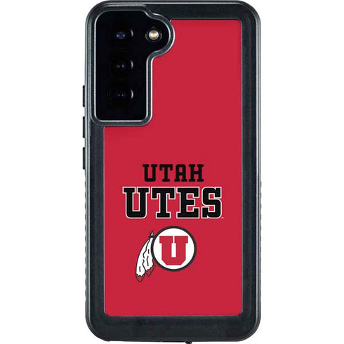University of Utah Utes Text on Red Galaxy S24 Plus Waterproof Case
