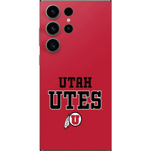University of Utah Utes Text on Red Galaxy S25 Ultra Skin