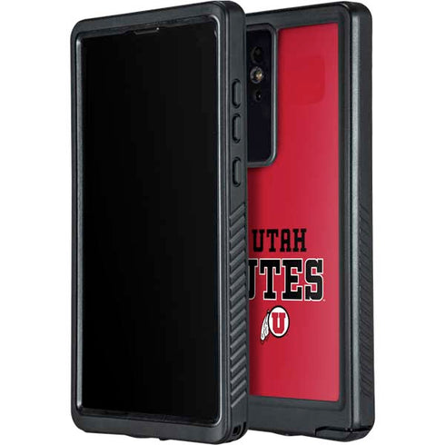 University of Utah Utes Text on Red Galaxy S24 Ultra Waterproof Case