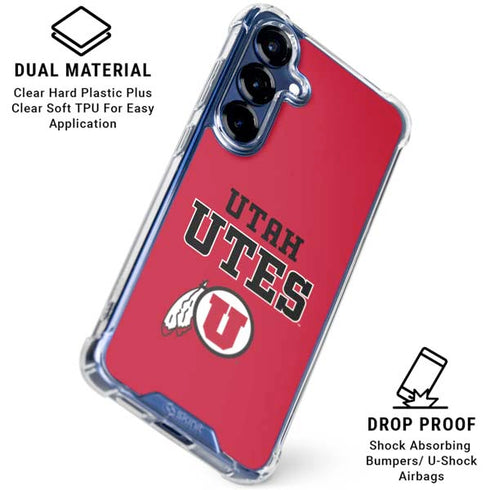 University of Utah Utes Text on Red Galaxy S25 Clear Case