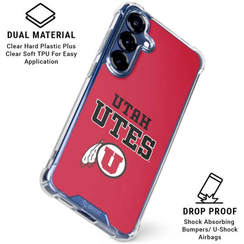 University of Utah Utes Text on Red Galaxy S25 Plus Clear Case