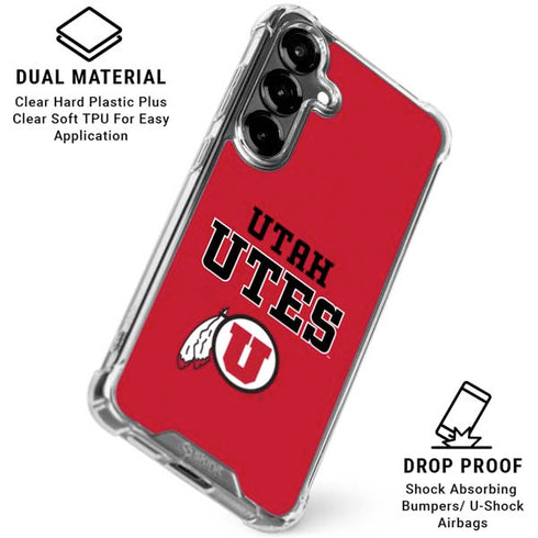 University of Utah Utes Text on Red Galaxy S26 Clear Case