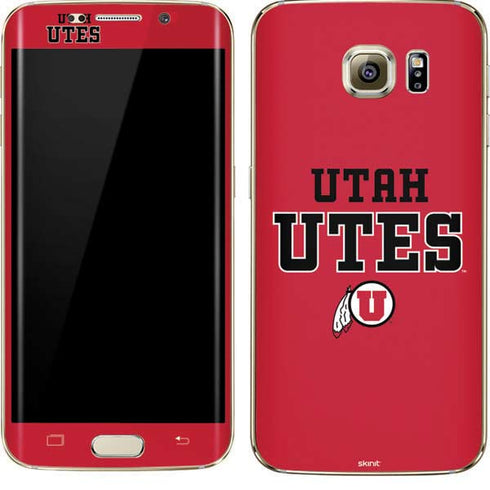 Utah Utes Text on Red Galaxy S7 Edge Skin