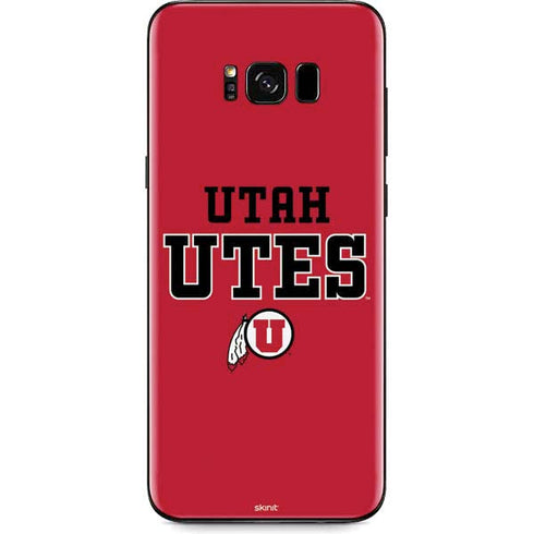 Utah Utes Text on Red Galaxy S8 Skin