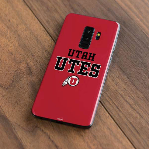 Utah Utes Text on Red Galaxy S9 Plus Skin