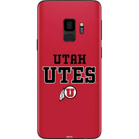 Utah Utes Text on Red Galaxy S9 Skin