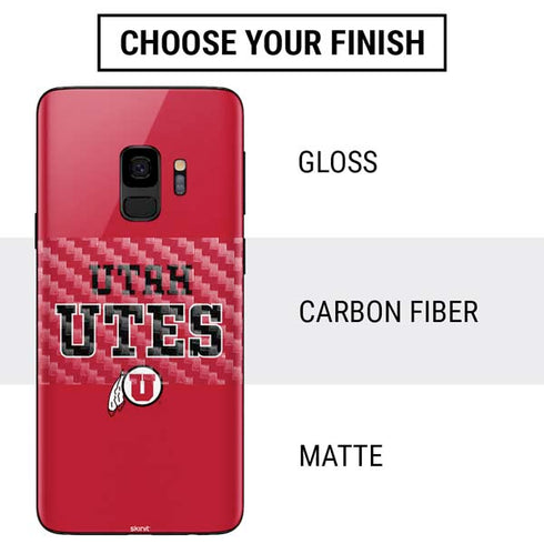 Utah Utes Text on Red Galaxy S9 Skin