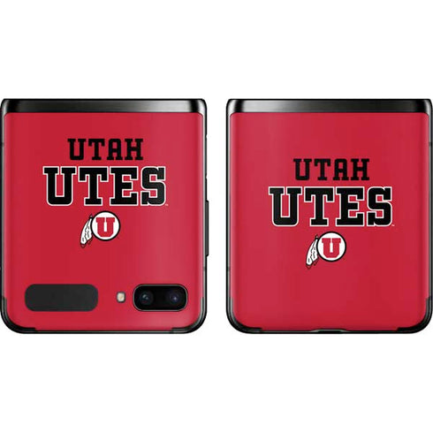 Utah Utes Text on Red Galaxy Z Flip Skin