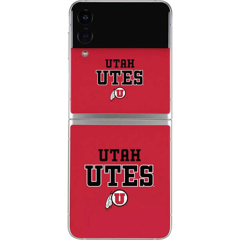 Utah Utes Text on Red Galaxy Z Flip3 5G Skin