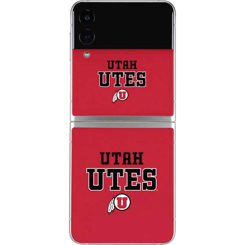 Utah Utes Text on Red Galaxy Z Flip4 5G Skin