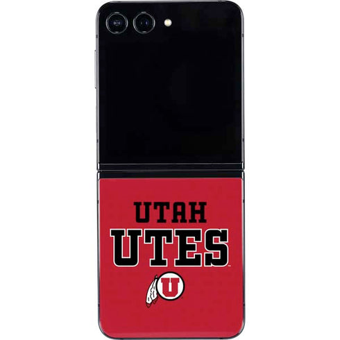 University of Utah Utes Text on Red Galaxy Z Flip5 5G Skin